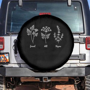 Fennel Dill Thyme Subtle FDT Spare Tire Cover Botanical Herb Line Art Political Satire TS02 No hole Black Print Your Wear