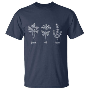 Fennel Dill Thyme Subtle FDT T Shirt Botanical Herb Line Art Political Satire TS02 Navy Print Your Wear