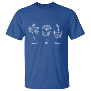 Fennel Dill Thyme Subtle FDT T Shirt Botanical Herb Line Art Political Satire TS02 Royal Blue Print Your Wear