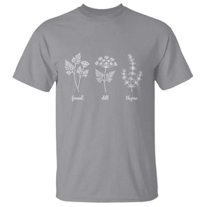 Fennel Dill Thyme Subtle FDT T Shirt Botanical Herb Line Art Political Satire TS02 Sport Gray Print Your Wear