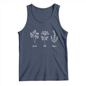 Fennel Dill Thyme Subtle FDT Tank Top Botanical Herb Line Art Political Satire TS02 Navy Print Your Wear