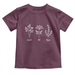 Fennel Dill Thyme Subtle FDT Toddler T Shirt Botanical Herb Line Art Political Satire TS02 Maroon Print Your Wear
