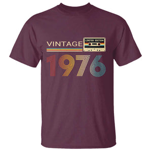 Vintage 1976 Retro Cassette Tape Graphic T Shirt Awesome Since 1976 Birthday Gift TS02 Maroon Print Your Wear