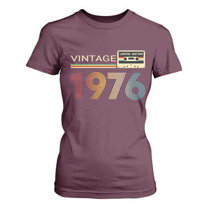 Vintage 1976 Retro Cassette Tape Graphic T Shirt For Women Awesome Since 1976 Birthday Gift TS02 Maroon Print Your Wear