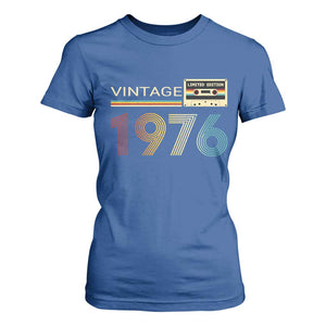 Vintage 1976 Retro Cassette Tape Graphic T Shirt For Women Awesome Since 1976 Birthday Gift TS02 Royal Blue Print Your Wear