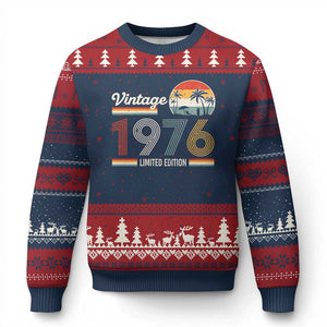 Vintage 1976 Limited Edition Ugly Christmas Sweater Retro Sunset 50th Birthday Graphic TS02 Navy Red Print Your Wear