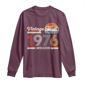 Vintage 1976 Limited Edition Long Sleeve Shirt Retro Sunset 50th Birthday Graphic TS02 Maroon Print Your Wear