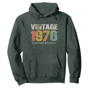 Vintage 1976 Limited Edition Hoodie Distressed Retro Typography 50th Birthday TS02 Dark Forest Green Print Your Wear