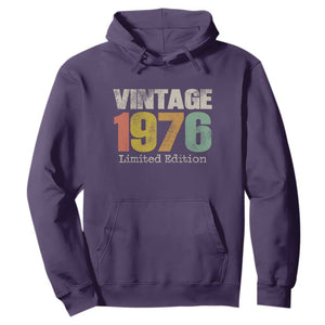 Vintage 1976 Limited Edition Hoodie Distressed Retro Typography 50th Birthday TS02 Purple Print Your Wear
