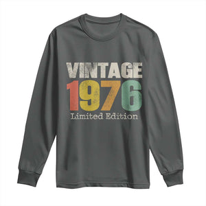 Vintage 1976 Limited Edition Long Sleeve Shirt Distressed Retro Typography 50th Birthday TS02 Dark Heather Print Your Wear