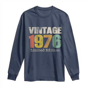 Vintage 1976 Limited Edition Long Sleeve Shirt Distressed Retro Typography 50th Birthday TS02 Navy Print Your Wear