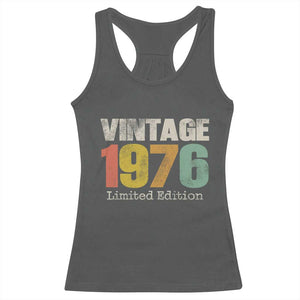 Vintage 1976 Limited Edition Racerback Tank Top Distressed Retro Typography 50th Birthday