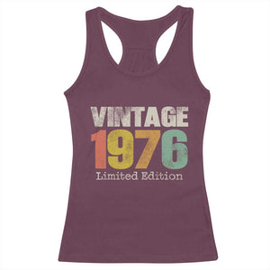 Vintage 1976 Limited Edition Racerback Tank Top Distressed Retro Typography 50th Birthday