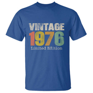 Vintage 1976 Limited Edition T Shirt Distressed Retro Typography 50th Birthday TS02 Royal Blue Print Your Wear