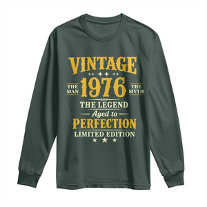 Vintage 1976 Aged to Perfection Long Sleeve Shirt Limited Edition Retro 50th Birthday TS02 Dark Forest Green Print Your Wear