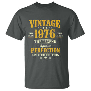 Vintage 1976 Aged to Perfection T Shirt Limited Edition Retro 50th Birthday TS02 Dark Heather Print Your Wear