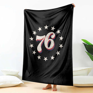 Patriotic Retro 76 American Flag Stars Circle Throw Blanket 1976 Milestone Birthday Graphic TS02 Print Your Wear