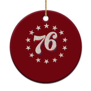 Patriotic Retro 76 American Flag Stars Circle Ceramic Ornament 1976 Milestone Birthday Graphic TS02 1pc Red Print Your Wear