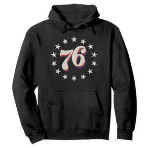 Patriotic Retro 76 American Flag Stars Circle Hoodie 1976 Milestone Birthday Graphic TS02 Black Print Your Wear