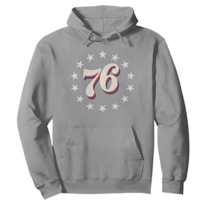 Patriotic Retro 76 American Flag Stars Circle Hoodie 1976 Milestone Birthday Graphic TS02 Sport Gray Print Your Wear