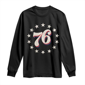 Patriotic Retro 76 American Flag Stars Circle Long Sleeve Shirt 1976 Milestone Birthday Graphic TS02 Black Print Your Wear