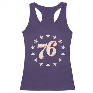 Patriotic Retro 76 American Flag Stars Circle Racerback Tank Top 1976 Milestone Birthday Graphic TS02 Purple Print Your Wear