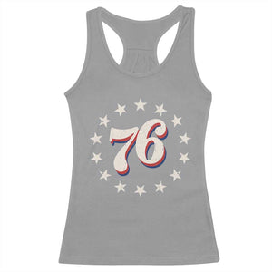Patriotic Retro 76 American Flag Stars Circle Racerback Tank Top 1976 Milestone Birthday Graphic TS02 Sport Gray Print Your Wear
