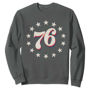 Patriotic Retro 76 American Flag Stars Circle Sweatshirt 1976 Milestone Birthday Graphic