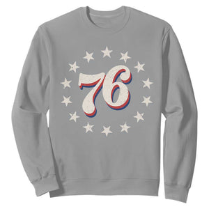 Patriotic Retro 76 American Flag Stars Circle Sweatshirt 1976 Milestone Birthday Graphic