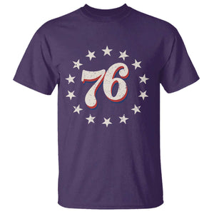 Patriotic Retro 76 American Flag Stars Circle T Shirt 1976 Milestone Birthday Graphic TS02 Purple Print Your Wear
