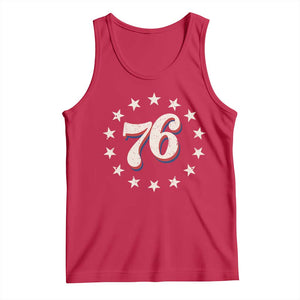 Patriotic Retro 76 American Flag Stars Circle Tank Top 1976 Milestone Birthday Graphic TS02 Red Print Your Wear