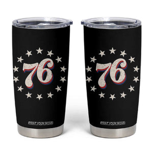 Patriotic Retro 76 American Flag Stars Circle Tumbler Cup 1976 Milestone Birthday Graphic TS02 Black Print Your Wear