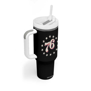 Patriotic Retro 76 American Flag Stars Circle Tumbler With Handle 1976 Milestone Birthday Graphic TS02 Print Your Wear