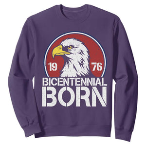 Patriotic Bicentennial Born 1976 Sweatshirt American Bald Eagle 50th Birthday TS02 Purple Print Your Wear
