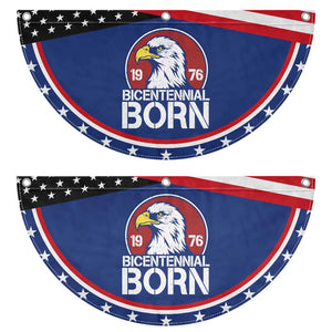 Bicentennial Born 1976 Patriotic Fan Flag American Bald Eagle 50th Birthday