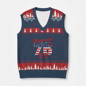 Retro Bicentennial Babe Est 1976 V-Neck Knit Sweater Vest 4th of July 50th Birthday Gift TS02 Navy Red Print Your Wear