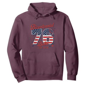 Retro Bicentennial Babe Est 1976 Hoodie 4th of July 50th Birthday Gift TS02 Maroon Print Your Wear