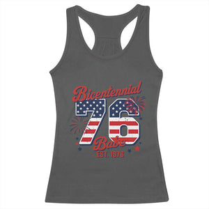 Retro Bicentennial Babe Est 1976 Racerback Tank Top 4th of July 50th Birthday Gift TS02 Dark Heather Print Your Wear