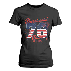 Retro Bicentennial Babe Est 1976 T Shirt For Women 4th of July 50th Birthday Gift