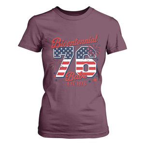 Retro Bicentennial Babe Est 1976 T Shirt For Women 4th of July 50th Birthday Gift