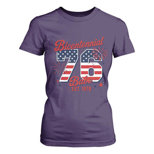 Retro Bicentennial Babe Est 1976 T Shirt For Women 4th of July 50th Birthday Gift