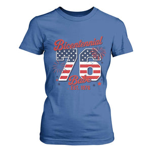 Retro Bicentennial Babe Est 1976 T Shirt For Women 4th of July 50th Birthday Gift