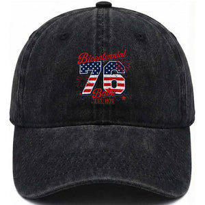 Retro Bicentennial Babe Est 1976 Washed Cotton Baseball Cap 4th of July 50th Birthday Gift TS02 Print Your Wear