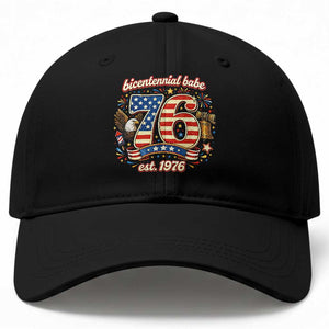 Patriotic Bicentennial Babe Est 1976 Baseball Cap Eagle Fireworks 50th Birthday