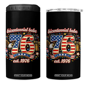 Patriotic Bicentennial Babe Est 1976 4 in 1 Can Cooler Tumbler Eagle Fireworks 50th Birthday TS02 One Size: 16 oz Black Print Your Wear