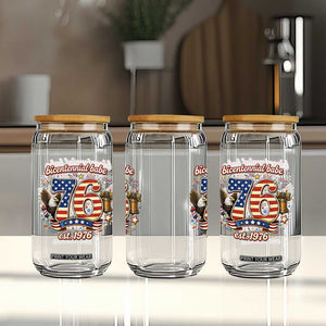 Patriotic Bicentennial Babe Est 1976 Glass Can Eagle Fireworks 50th Birthday
