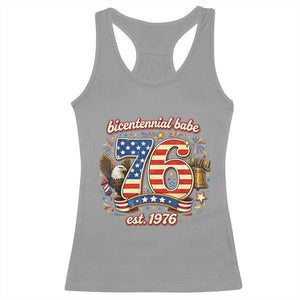 Patriotic Bicentennial Babe Est 1976 Racerback Tank Top Eagle Fireworks 50th Birthday TS02 Sport Gray Print Your Wear