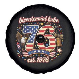 Patriotic Bicentennial Babe Est 1976 Spare Tire Cover Eagle Fireworks 50th Birthday TS02 Print Your Wear