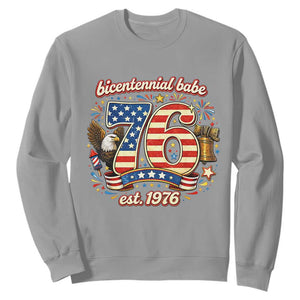 Patriotic Bicentennial Babe Est 1976 Sweatshirt Eagle Fireworks 50th Birthday TS02 Sport Gray Print Your Wear