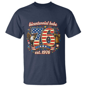 Patriotic Bicentennial Babe Est 1976 T Shirt Eagle Fireworks 50th Birthday TS02 Navy Print Your Wear